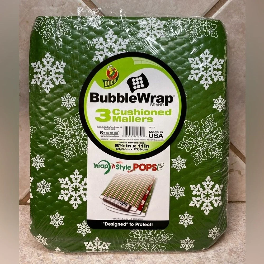 Duck Bubble‎ Wrap Padded Envelope Mailers 8.5x11 Snowflake Christmas Lot of 3